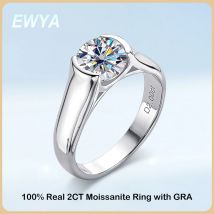 Ewya echte 2 Karat Moissan ite Ringe d Farbe Diamant für Männer Frauen Sterling silber 18 Karat vergoldet Braut ring Hochzeits schmuck