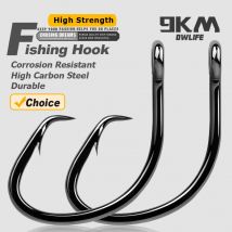 9KM Circle Hooks 25~50Pcs Saltwater Fishing Hooks Offset 3X Strong Wide Gap Live Bait Catfish Fishing Eagle Claw Circle Hooks