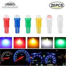 20PCS T5 W1.2W W3W COB Lampadine a LED Lampade da pannello per strumenti per auto Cruscotto automatico Indicatore di riscaldamento Luci a cuneo Blu Rosso Verde Viola