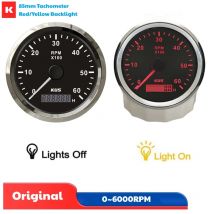 Contagiri analogici KUS Auto 0-6000 giri/min Contatori Rev da 85 mm Rapporto di velocità 1-300 Misuratori di rivoluzione con retroilluminazione rossa/gialla