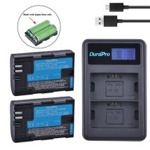 Batteria DuraPro LP-E6 LP-E6N realizzata con celle giapponesi + caricabatterie doppio LCD per Canon EOS R5, R6, R7, 5DS R,5D Mark II,5D Mark III,6D,7D