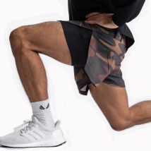 Herren 2-in-1-Fitness-Shorts, Fitnessstudio, Bodybuilding, Nylon, Stretch-Shorts, zweiteilig, Fitnessstudio, Camo, Training, Laufen, Workout, kurze Hosen, 4XL