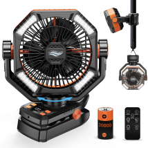 Ventilatore da campeggio ColdSky con doppio motore Ventilatore ricaricabile da 20000 mAh con display digitale con lanterna a LED per ventilatore da campeggio all'aperto