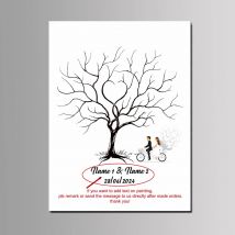 Personalized Name Date Fingerprint Wedding Tree Canvas Painting For Engagement Anniversary Party Decro Souvenir With Inkpad