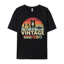 1980 Shirt Vintage 40. Geburtstag Lustige Musik Tech Europa Herbst Tops & T-Shirts Normales T-Shirt Niedliche Geburtstags-T-Shirts Top-Qualität