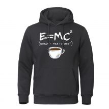 Energy = Milk + Coffee Printed Funny Fleece felpa con cappuccio oversize allentata da uomo felpa