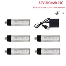 3.7v 200mah Ultra-high Capacity 3.7 V 200 MaH Lipo Battery With USB Charger For WLtoys V911 V911-1 V911-2 4Ch RC Helicopter 5pcs