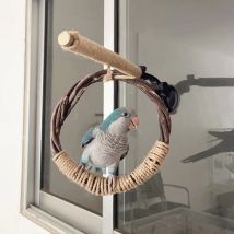 Natürliche Holz Haustier Vogel Hängen Ring Schaukel Stehen Sittich Wellensittich Hängen Spielen Spielzeug Vogel Käfig Papagei Holz Halter Mit Saugnapf