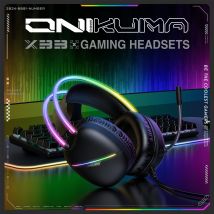 ONIKUMA X33 Gaming-Headset, kabelgebundene Kopfhörer, Player, PC, PS4, mit RGB-Licht, HD, flexibles Mikrofon, Kopfhörer für Computerspiele