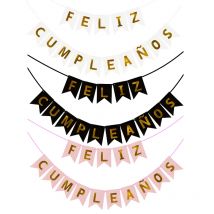1Pcs Spanish Letter Flag Birthday Decoration Paper Happy Birthday Banner for Kids Adult Birthday Party Backdrop Pendant Decor