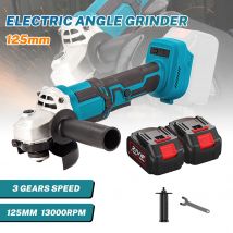 1000 W 21 V bürstenloser 125 mm kabelloser elektrischer Winkelmesser, 3 Geschwindigkeiten geschnittenes Holzbearbeitungs-Elektrowerkzeug mit 2 Stück Akku