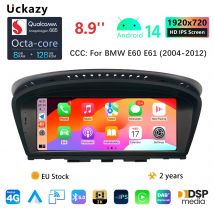 Uckazy AutoRadio Android 14 para BMW Serie 5/3 E60 E61 E62 E63 E90 E91 Multimedia CIC CCC Unidad principal de navegación GPS pantalla de Audio estéreo