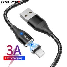 USLION Magnetkabel Micro USB Typ C Beleuchtungskabel für iPhone 14 13 11 3A Schnellladekabel USB C Magnet Ladegerät Telefonkabel