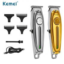 Kemei Professionelle Haarschneidemaschine Ganzmetall-Männer Elektrischer Akku-Haarschneider 0 mm Glatze T-Klinge Finish Haarschnittmaschine 1949