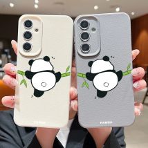 Cartoon Panda Hülle für Samsung Galaxy A55 A52 A34 A54 A53 A35 A14 A16 A15 5G stoßfeste Luxus Leder weiche Silikon Handyhülle