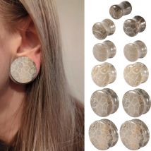 2 Stück Korallen stein Ohr stöpsel doppelt 6mm-25mm für Männer Frauen Ohr stöpsel Tunnel Messgeräte Piercing Expander Körper Piercing Schmuck