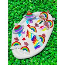 KUGUYS Big Rainbow Lightning Acrylic Earrings for Women Mirror Glitter Drop Dangles Summer Y2K Jewelry Colorful Accessories