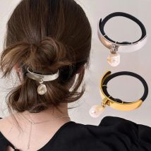 Edelstahl Metall Wasserdichte Elastische Haarbänder Stirnbänder Perle Haar Seil Scrunchies Mode Pferdeschwanz Mädchen Haar Zubehör