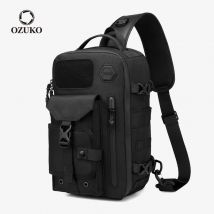 OZUKO Borse a tracolla di grande capacità per uomo Borsa da petto impermeabile Borse a tracolla tattiche da uomo Borsa a tracolla per sport all'aria aperta