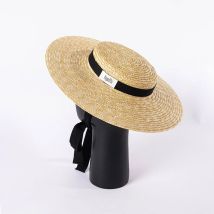 USPOP Neue Frühlings- und Sommermode, lässig, Band, breite Krempe, Stroh, flacher Hut, Schnür-Strandhut