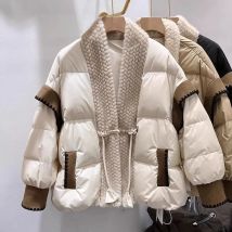 Luxus Pelz Patchwork Jacken Winter Damen bekleidung Parkas warm verdickt Design Vintage Harajuku Mantel wind dichte Puffer Jacke