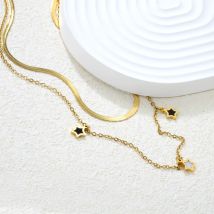 Mode Koreanische Version INS Edelstahl Vergoldet Doppel Halskette Stern Anhänger Halskette für Mädchen Design Geschenk Schmuck