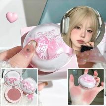 Wish Bow Cute Rouge, langlebig, nicht leicht zu fliegen, Puder, rosa Rouge, Gesicht, erhellt Schattierung, Rouge Rubor, koreanische Dupes-Make-up-Kosmetik