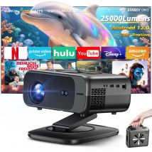 XIWBSY 2025 Mini Proiettore 4K 25000 Lumen, Proiettore Smart con Wifi6 e BT5.3, Proiettore LED con Decodifica 8K, Proiettore Portatile per Home Cinema 64G