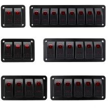 2, 3, 4, 5, 6, and 8 sets of rocker switch panels are suitable for 12V/24V cars, ships, and ATV trailers.