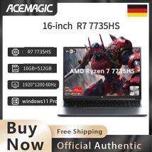 Portátil para Juegos ACEMAGIC de 16 Pulgadas, Procesador AMD Ryzen 7 7735HS, 16 GB de RAM DDR5, SSD de 512 GB, Pantalla IPS, Portátil con Windows 11 para Juegos
