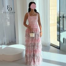 EDECPBM Rosa Damen-Abendkleid, luxuriöse Abendkleider, 2022, luxuriöse Vestidos De Festa, Pailletten, mehrschichtig, Morgen • Prom