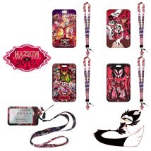 Hazbin Hotel Cartoon Kartenhalter Lanyard Anime Tragbarer Schlüsselanhänger Buskartenetui Umhängeband Kredit Bank ID Kartenhülle Schlüsselanhänger