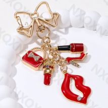 Cartoon Flamingo Lippen High Heels Herz Schlüsselbund Hübsche Handtasche Emaille Schlüssel Ring Für Freunde Frauen Mädchen Festival Geschenke DIY Schmuck