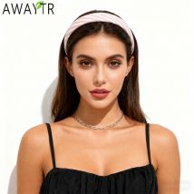 AWAYTR Diagonal Striped Velvet Sponge Headbands for Girl Solid Color Thick Hair Hoop Fabric Non-slip Hairbands Hair Accessories