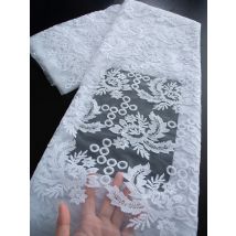 Weißer nigerianischer afrikanischer Mesh-Spitzenstoff, Pailletten, Hochzeits-Spitzenstoff, 2025, neue Mesh-Tüll-Spitze für Partykleid, zum Nähen, 2,5 Yards, 4484