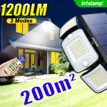 1200LM LED-Solarleuchte, hochhelles 3-Kopf-Flutlicht, wasserdichte Garten-Wandleuchte für den Außenbereich mit großem Solarpanel für Garten und Hof