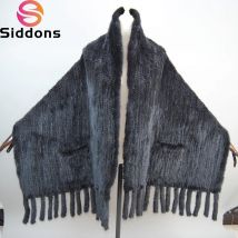 Vendita calda Lady Long Style 100% Genuino Sciarpe di Pelliccia Delle Donne di Inverno Lavorato A Maglia Reale Sciarpa di Pelliccia di Visone Scialle Naturale Caldo Pelliccia di Visone Pashmina