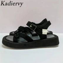 Neue Plattform Sandalen Frauen Schwarz Weiß Strand Schuhe Frauen Echtes Leder Sommer Römischen Sandalen Dicke Sohle Alias Frau