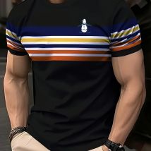 Dieses atmungsaktive Slim-Fit-Herren-T-Shirt mit Cartoon-Design ist eine vielseitige Wahl für tägliche Aktivitäten