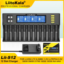 LiitoKala Lii-S12 Lii-S8 18650 21700 26650 Ładowarka 9V LCD 1.2V 3.8V 3.2V 3.7V 26700 20700 18350 IMR NiMH/Cd AA AAA