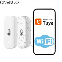 Czujnik temperatury i wilgotności Tuya, do użytku wewnątrz lub na zewnątrz z ochroną IP65, WiFi, kompatybilny z Alexa i Google Home, sterowany głosem.