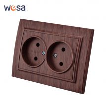 WESA Braune Wandoberflächen-Steckdosenstecker aus Holz, 2-Steckdose, Steckdose, nicht geschliffen, flammhemmende Farbe, Kunststoffsteckdosen