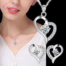 Neue Ankunft aus 925er Silber, vielfältige Pfirsich-Herzform, Mode, Hochzeit, Verlobung, Geschenk, Halskette, Ohrringe, Schmucksets