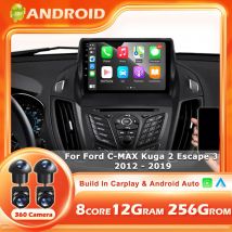 Autoradio Android 16 per Ford C-MAX Kuga 2 Escape 3 2012-2019, Carplay Wireless, Navigazione GPS, Schermo Stereo Video, Strumenti BT
