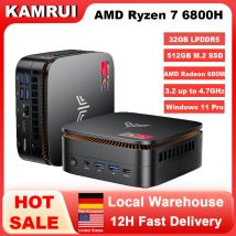 KAMRUI Mini-PC AMD R7 6800H 32 GB LPDDR5 6400 MHz 512 GB PCIeSSD bis zu 4,7 GHz Win11pro WiFi6 BT5.2 4k AMD Radeon 680M Gaming-PC