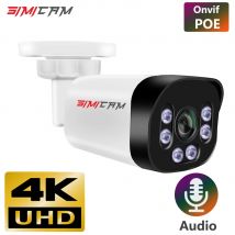 Kamera SIMICAM 4K Poe z dźwiękiem 48V POE/DC 12V 4MP/5MP/8MP Super HD noktowizor na podczerwień Bullet nadzór wideo dla Nvr