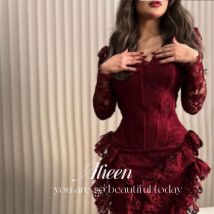 Aileen Partykleid für Hochzeitskleid, große Größen, elegante Partykleider, Damen, Hochzeit, individuelle Spitze, sexy Meerjungfrau, Strasssteine