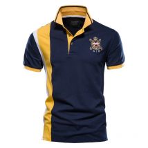 AIOPESON 100% Baumwolle Abzeichen Stickerei Polo-Shirt für Männer Kurzarm Patchwork männer Polos Qualität Sommer Marke Männer Kleidung
