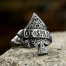 Punk Edelstahl Glück schwarz Spaten eine Spielkarte Ring Herrenmode Vintage Brief ein Fingerringe kreative Schmuck Geschenke