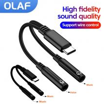 2 in1 Typ C zu Dual 3,5mm Audio Adapter Dac Voice Mikrofon Kopfhörer Anschluss kabel für iPhone 15 16 Samsung USB C Konverter